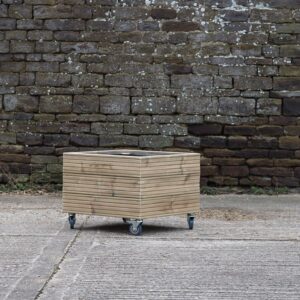 High Square Planter on Wheels – Ribbed Decking