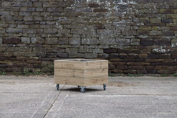 High Square Planter on Wheels – Ribbed Decking