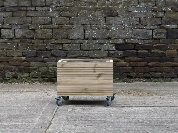 High Square Planter on Wheels – Ribbed Decking - Image 4
