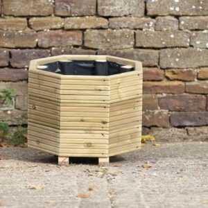 High Octagonal Planter on Feet – Ribbed Decking