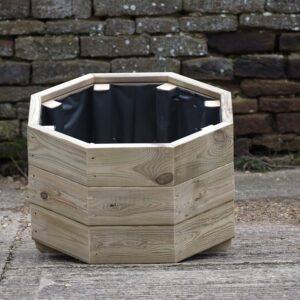 High Octagonal Wooden Garden Planter – Smooth Decking