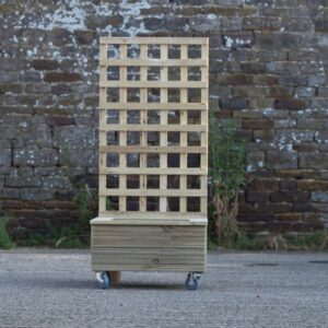 Low Square Planter With Trellis, Capping and Wheels