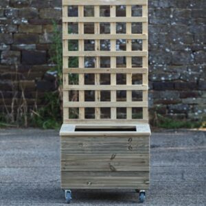 High Square Planter With Trellis, Capping and Wheels