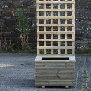 High Square Planter with Capping & 100cm Trellis – Ribbed Decking