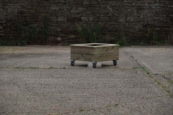 Low Smooth Square Planter With Capping and Wheels - Image 5