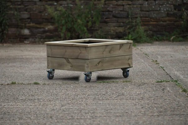 Low Smooth Square Planter With Capping and Wheels - Image 2