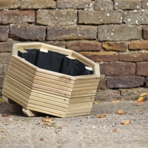 Low Octagonal Planter on Feet – Ribbed Decking