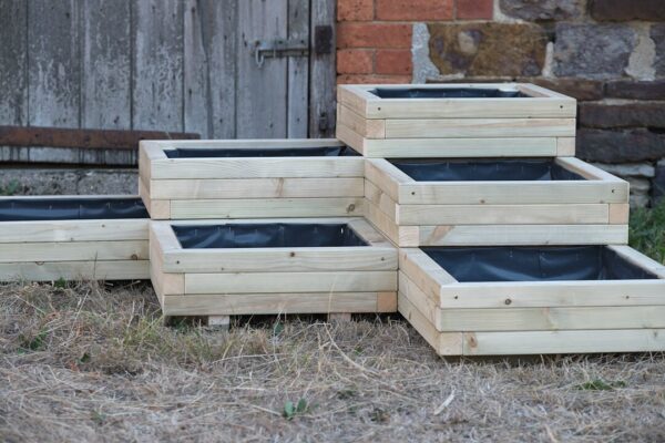 L-Shaped Corner Planter with Front Cell – Block Style - Image 2