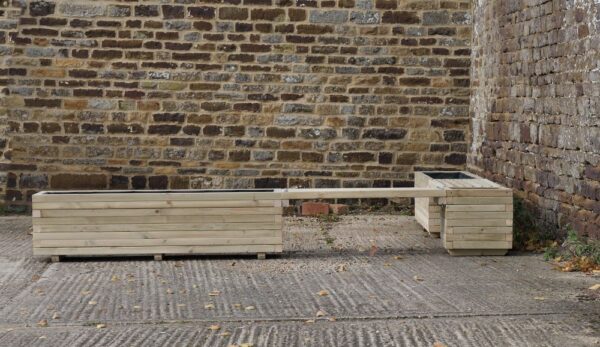L-Shaped Wooden Planter Bench - Block Style - Image 4