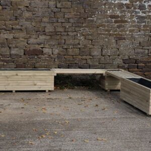 L-Shaped Wooden Planter Bench - Block Style