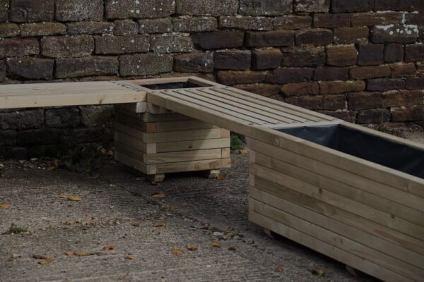 L-Shaped Wooden Planter Bench - Block Style - Image 6