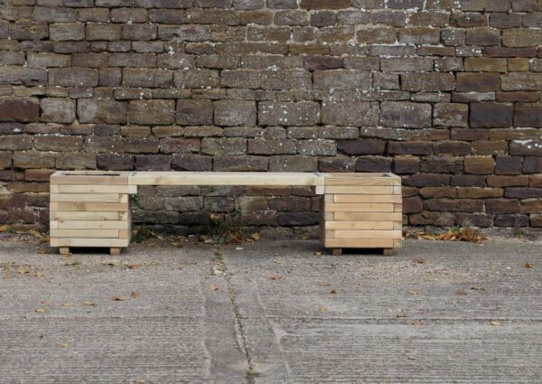 Square Wooden Planter With Seating - Handmade Block Style