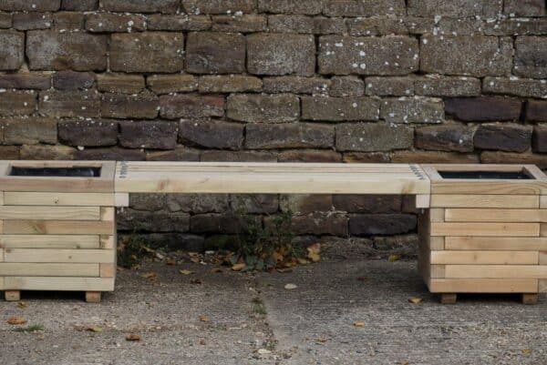 Square Wooden Planter With Seating - Handmade Block Style - Image 2