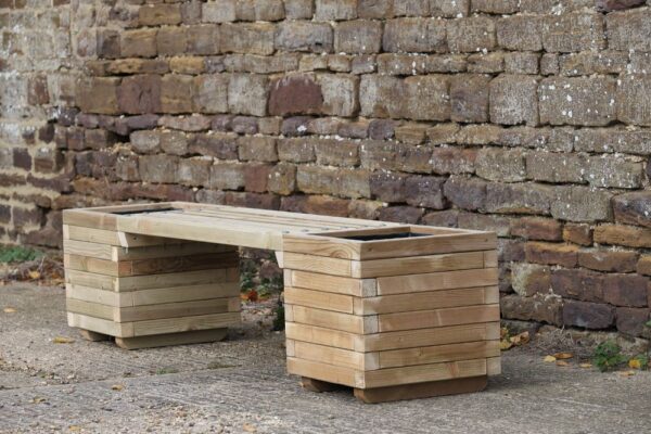 Square Wooden Planter With Seating - Handmade Block Style - Image 4