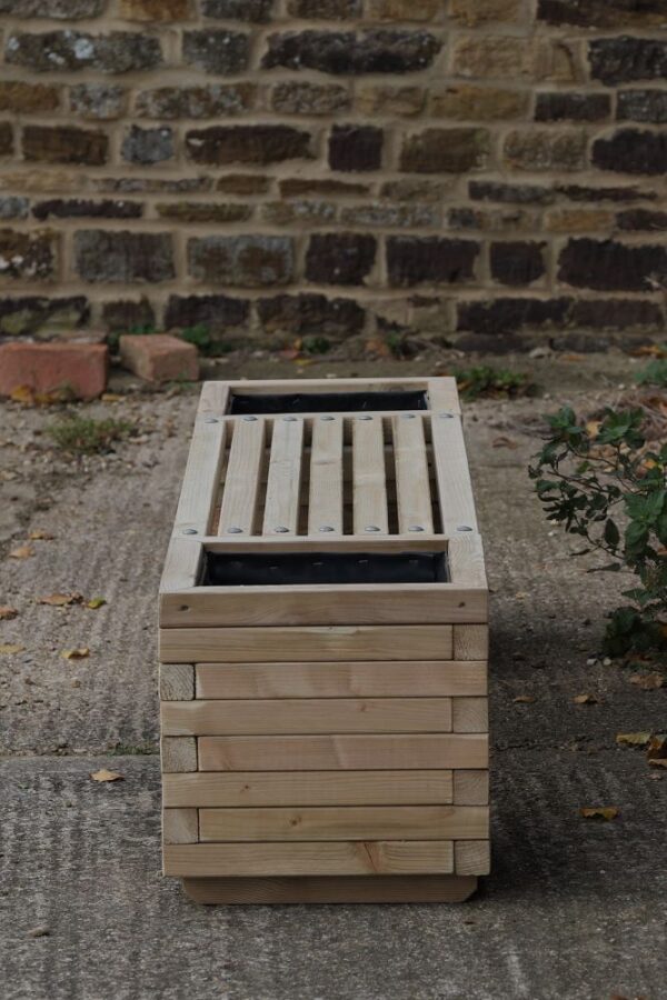 Square Wooden Planter With Seating - Handmade Block Style - Image 5