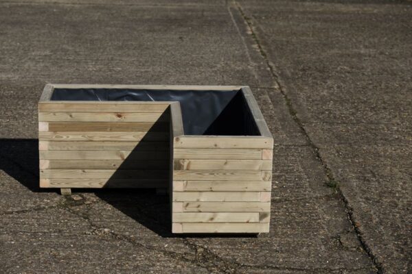 L-Shaped Wooden Garden Planter - Block Style - Image 7