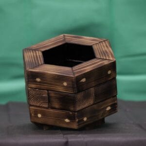 Hexagonal Two-Ring Charred Bonsai Pot – Ø11cm