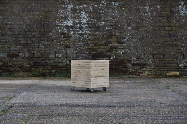 Square High Planter on Wheels – Block Style - Image 3