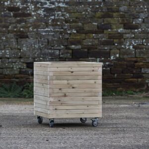 Square High Planter on Wheels – Block Style