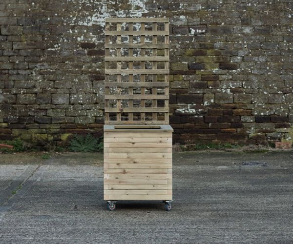 Square Block Style Planter With Trellis, Capping and Wheels