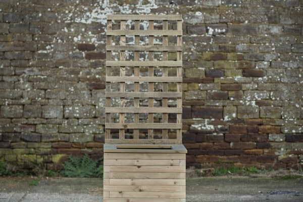 Square Block Style Planter With Trellis, Capping and Wheels - Image 2