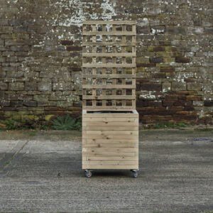Square Block Style Planter With Trellis and Wheels