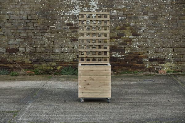 Square Block Style Planter With Trellis and Wheels
