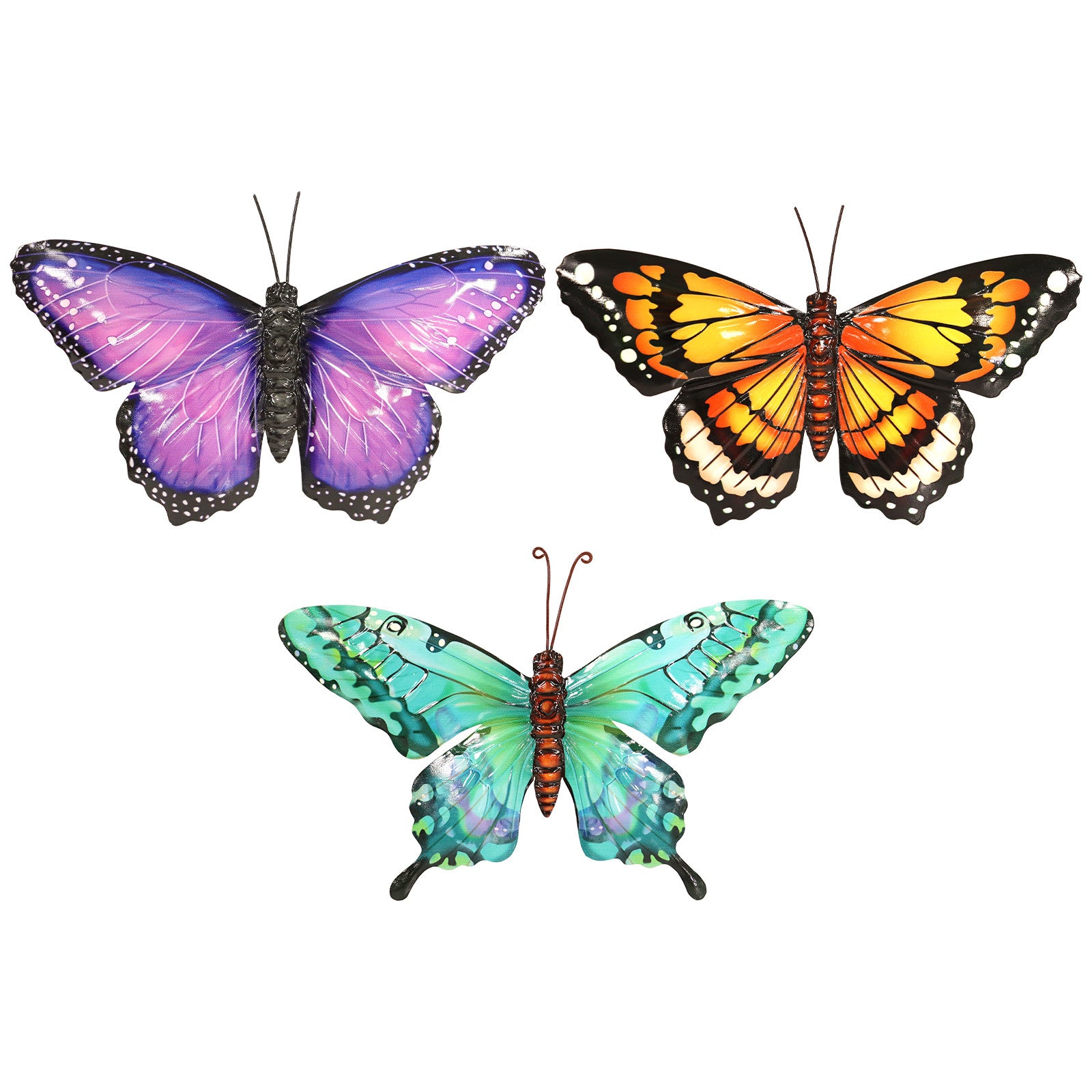 Set of 3 Small Metal Butterfly Wall Art