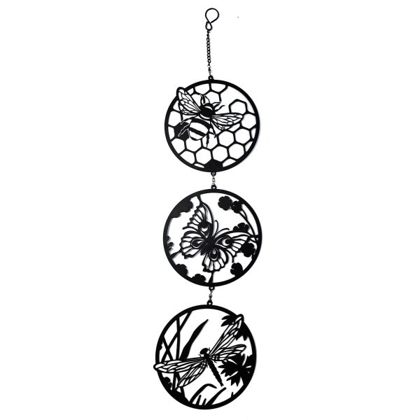 Silhouette Hanging Trio Spinner Black Bee, Butterfly & Dragonfly