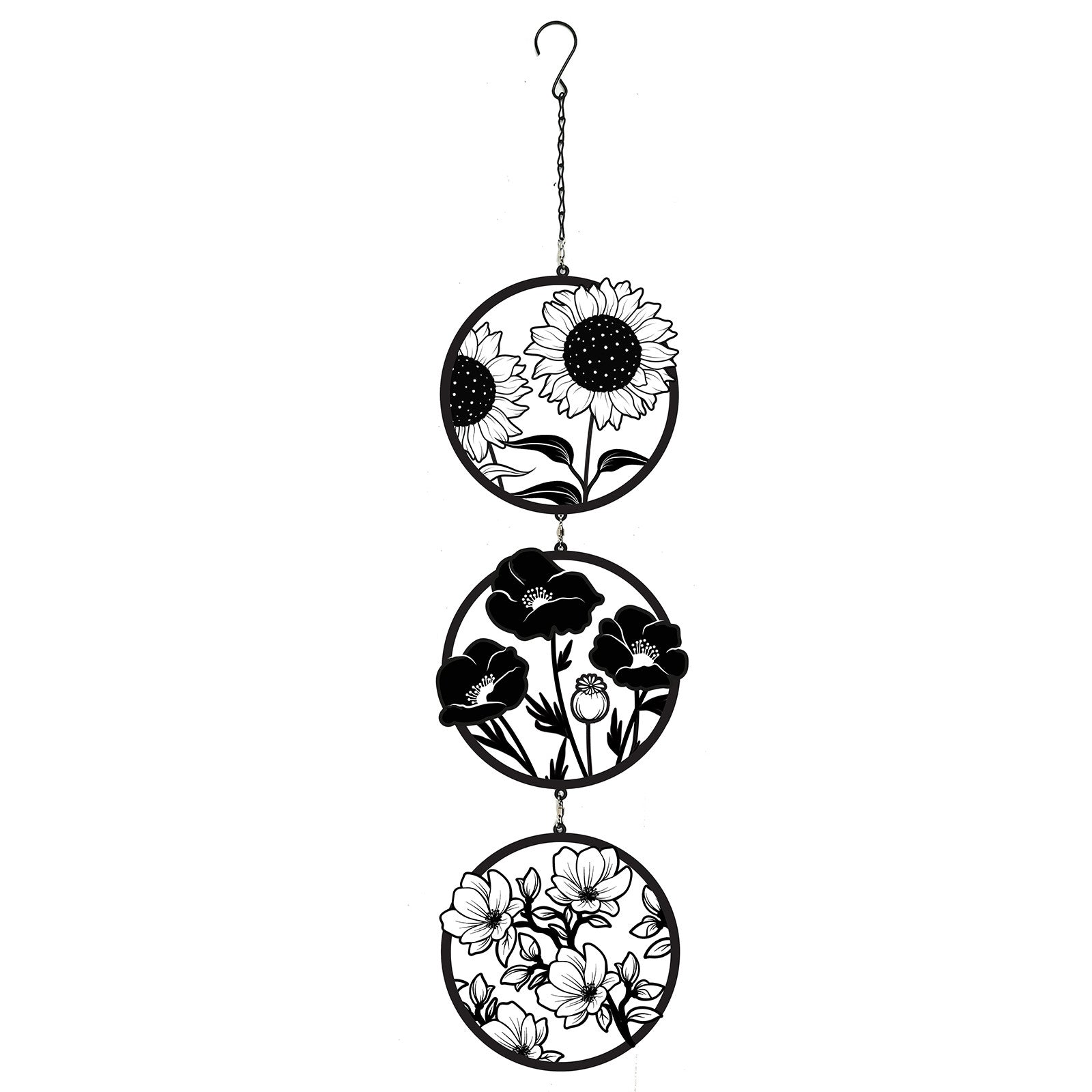 Silhouette Hanging Trio Spinner Black Floral