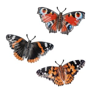 Set of 3 Metal Realistic Butterfly Wall Art