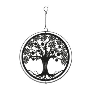 Hanging Silhouette Orbit Spinner Black Metal Apple Tree