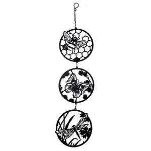 Silhouette Hanging Trio Spinner Black Bee, Butterfly & Dragonfly