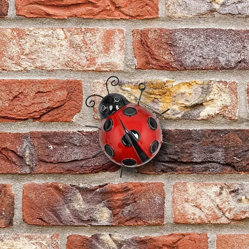 2 x Medium Metal Ladybird Wall Art